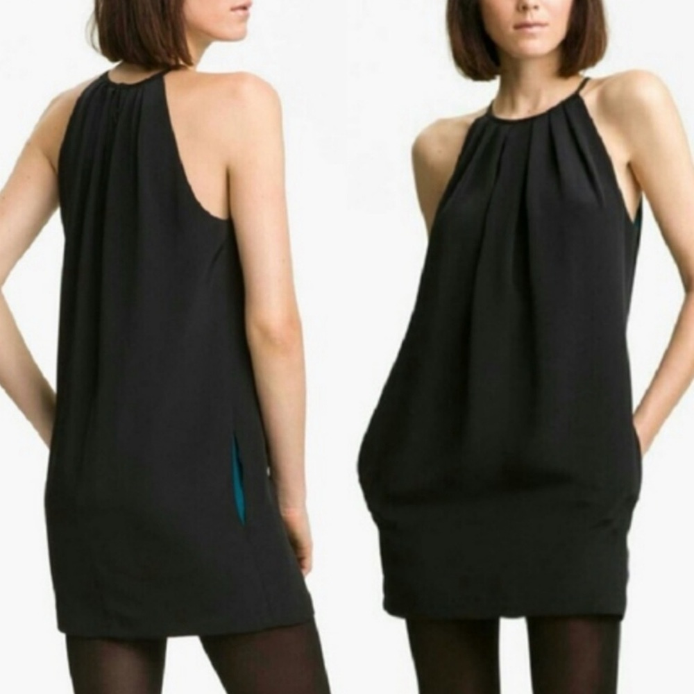 Jay Godfrey Revolve 100% Silk Halter Mini Dress Black Sleeveless NWT $368 Size 6
